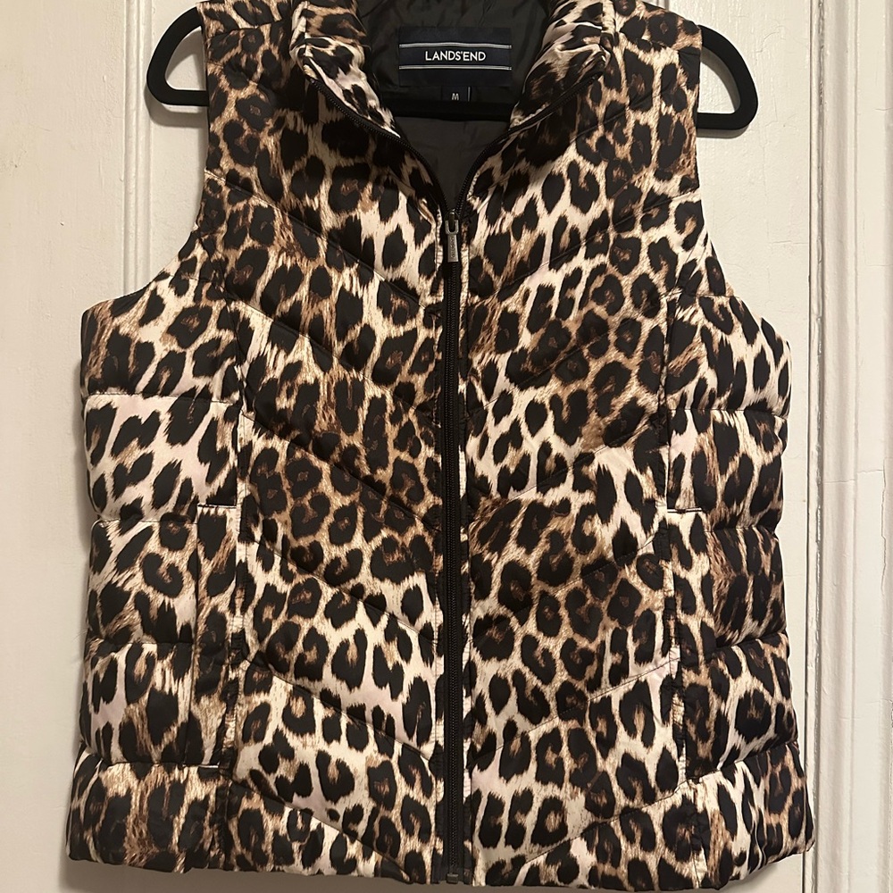 Lands' End Animal Print Puffer Vest
